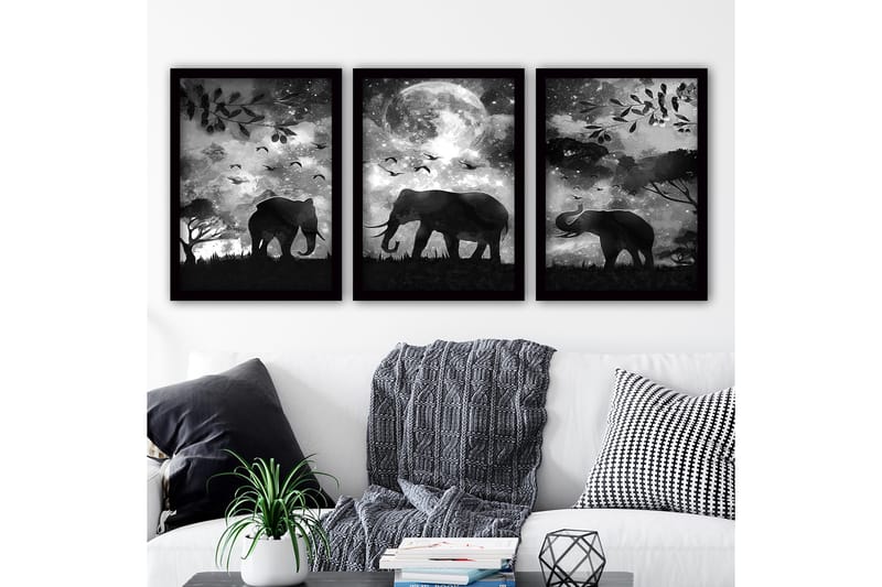 Dekorativ indrammet maleri 3-Dele 35x45 cm, Flerfarvet