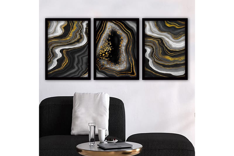 Dekorativ indrammet maleri 3-Dele 35x45 cm, Flerfarvet