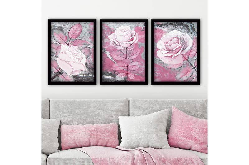 Dekorativ indrammet maleri 3-Dele 35x45 cm, Flerfarvet