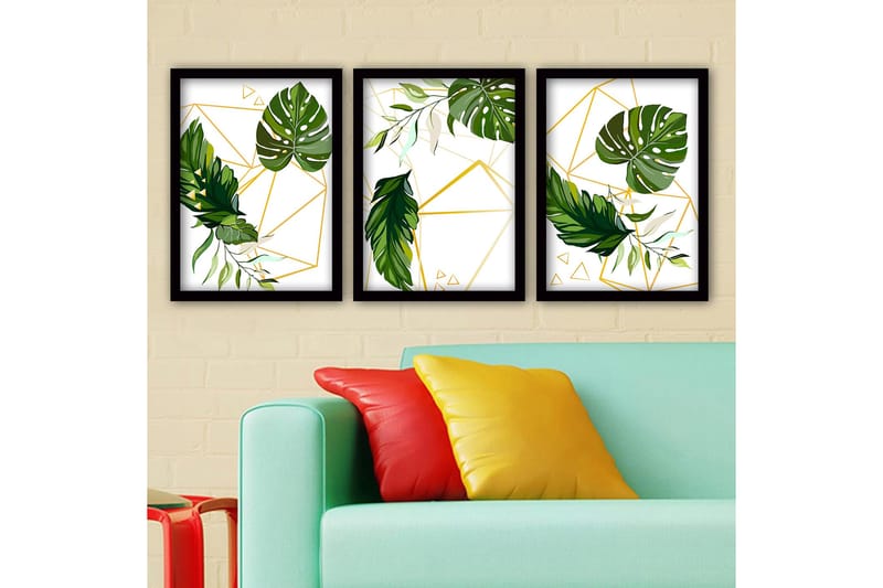 Dekorativ indrammet maleri 3-Dele 35x45 cm, Flerfarvet