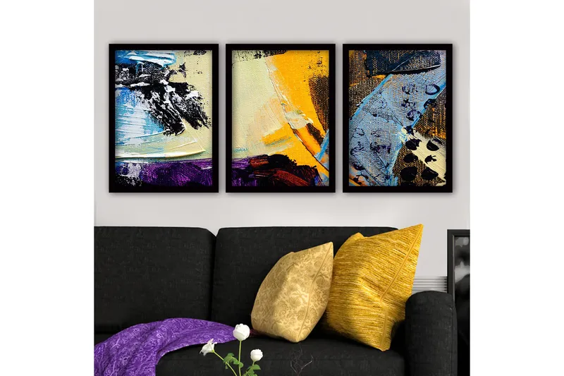 Dekorativ indrammet maleri 3-Dele 35x45 cm, Flerfarvet