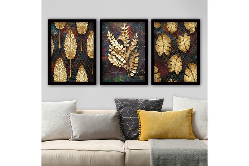 Dekorativ indrammet maleri 3-Dele 35x45 cm, Flerfarvet