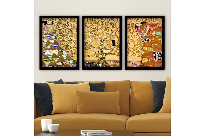 Dekorativ indrammet maleri 3-Dele 35x45 cm, Flerfarvet