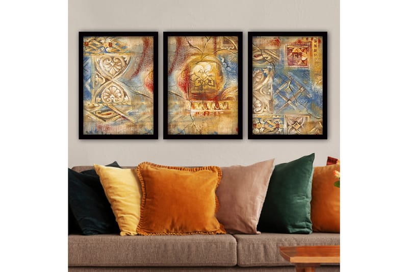 Dekorativ indrammet maleri 3-Dele 35x45 cm, Flerfarvet