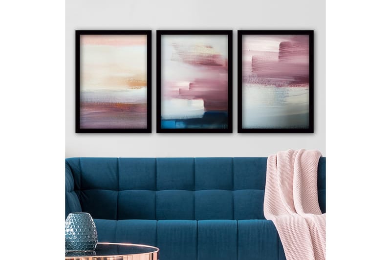 Dekorativ indrammet maleri 3-Dele 35x45 cm, Flerfarvet