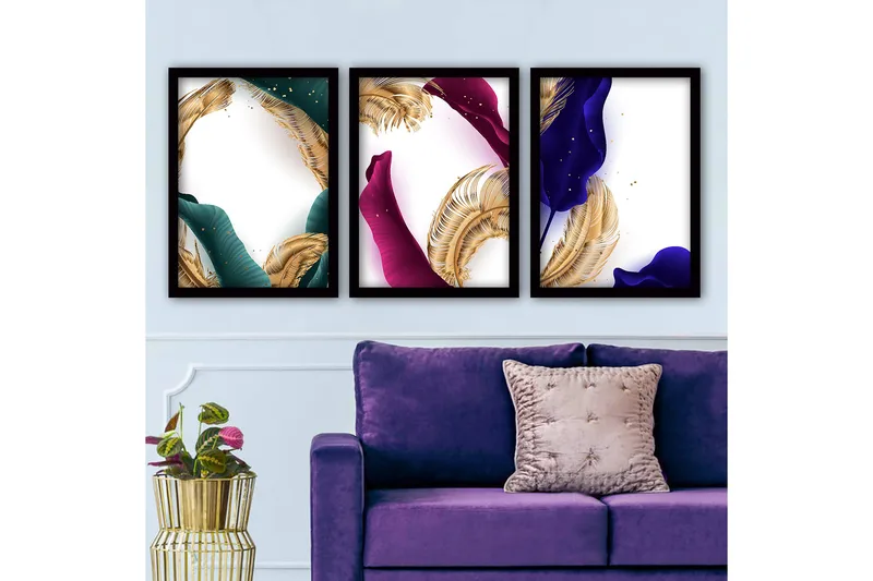 Dekorativ indrammet maleri 3-Dele 35x45 cm, Flerfarvet