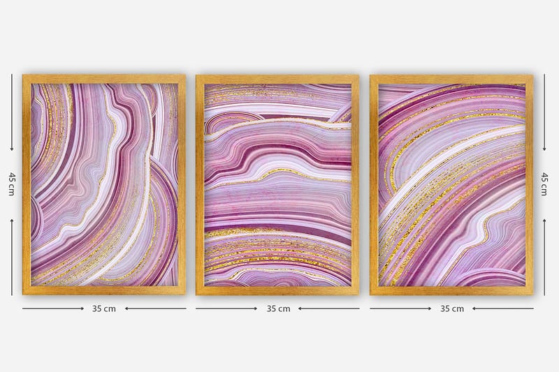 Dekorativ indrammet maleri 3-Dele 35x45 cm - Flerfarvet - Boligtilbehør - Billeder & kunst - Billeder på lærred