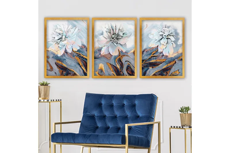 Dekorativ indrammet maleri 3-Dele 35x45 cm, Flerfarvet