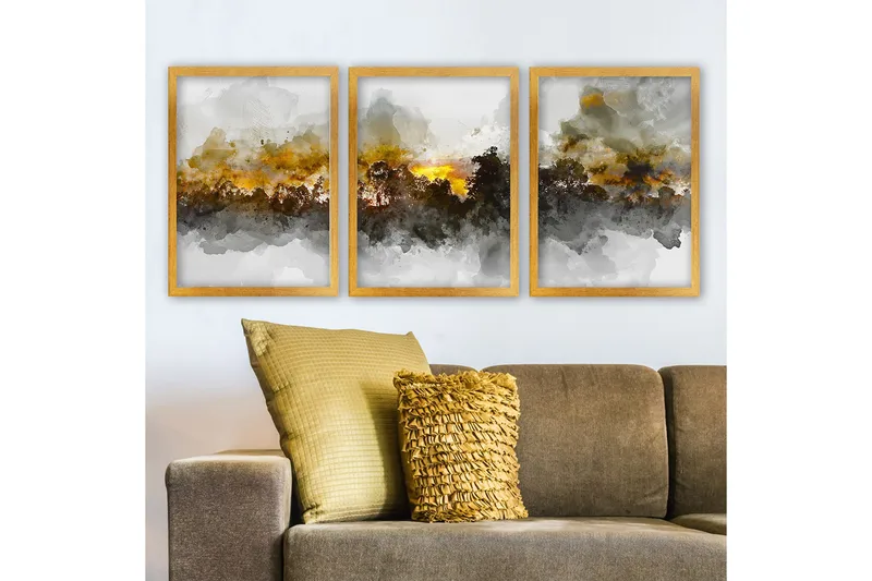 Dekorativ indrammet maleri 3-Dele 35x45 cm, Flerfarvet