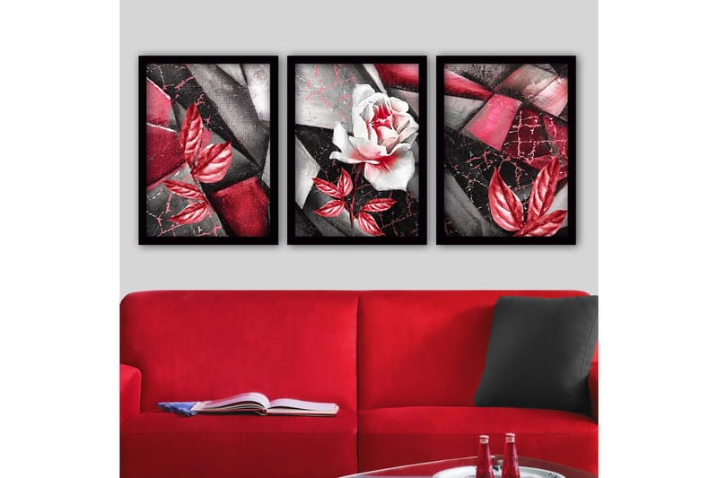 Dekorativ indrammet maleri 3-Dele 35x45 cm, Flerfarvet