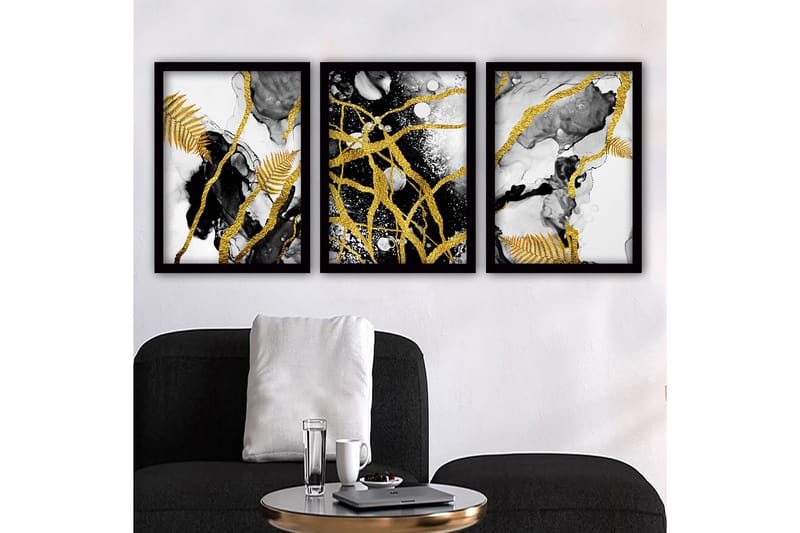 Dekorativ indrammet maleri 3-Dele 35x45 cm, Flerfarvet