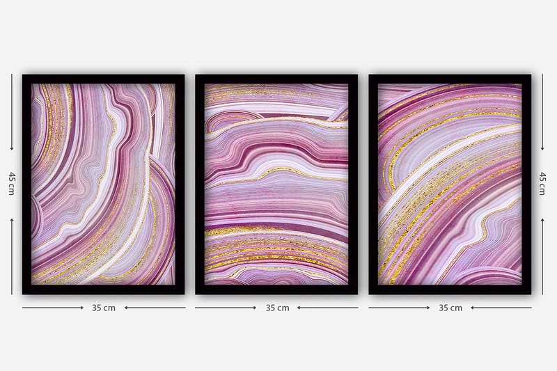 Dekorativ indrammet maleri 3-Dele 35x45 cm - Flerfarvet - Boligtilbehør - Billeder & kunst - Billeder på lærred