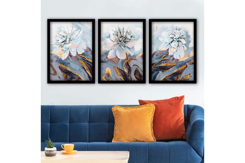 Dekorativ indrammet maleri 3-Dele 35x45 cm, Flerfarvet