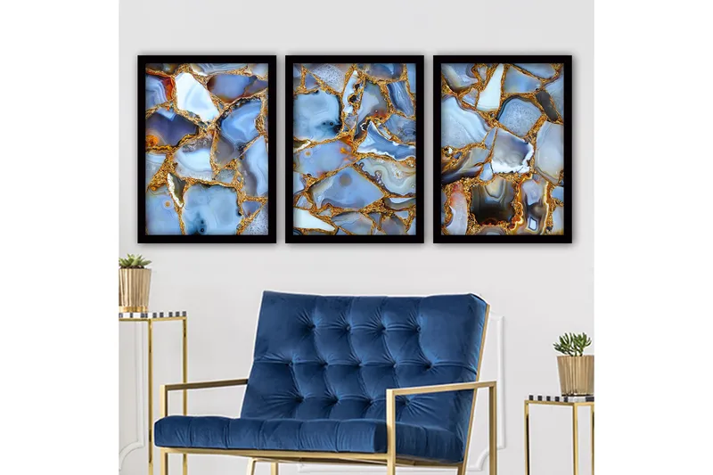 Dekorativ indrammet maleri 3-Dele 35x45 cm, Flerfarvet