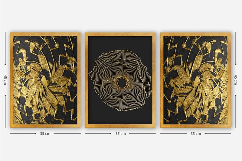 Dekorativ indrammet maleri 3-Dele 35x45 cm - Flerfarvet - Boligtilbehør - Billeder & kunst - Billeder på lærred