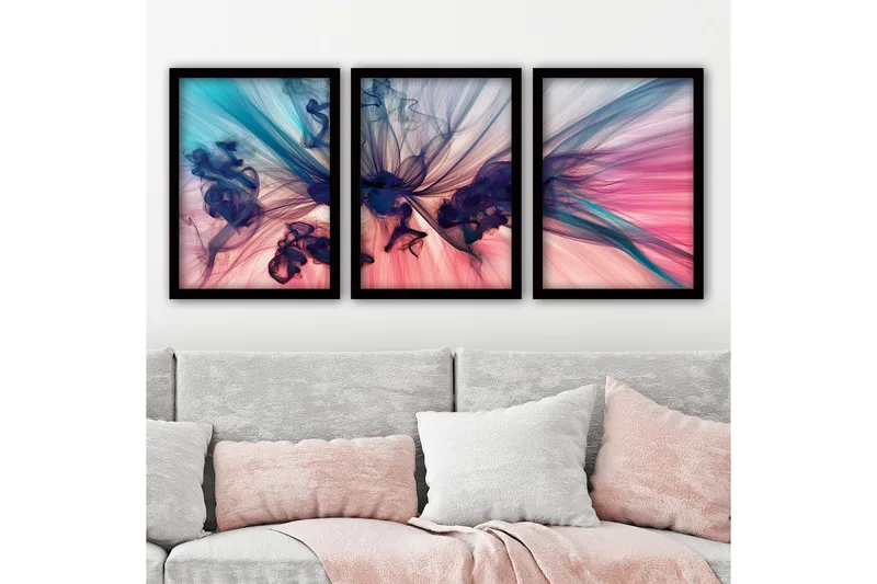 Dekorativ indrammet maleri 3-Dele 35x45 cm, Flerfarvet
