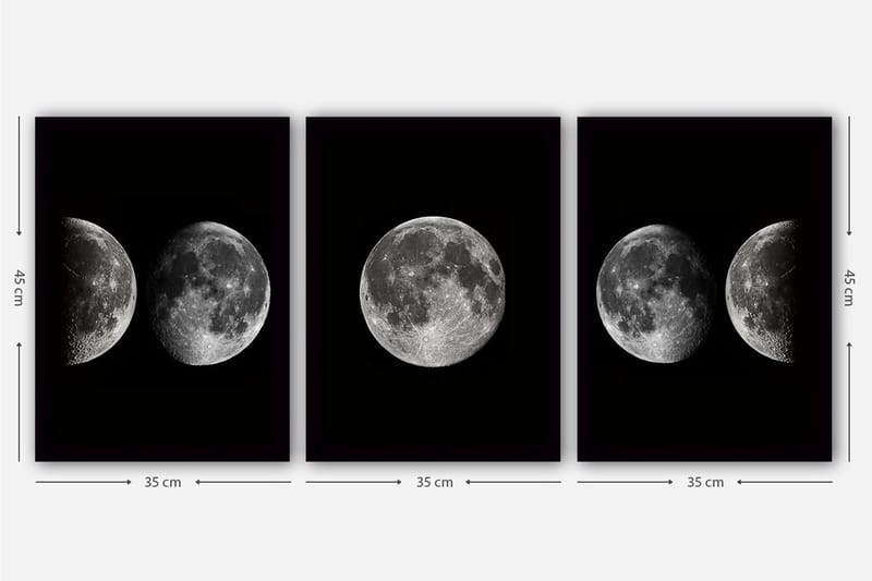 Dekorativ indrammet maleri 3-Dele 35x45 cm - Flerfarvet - Boligtilbehør - Billeder & kunst - Billeder på lærred