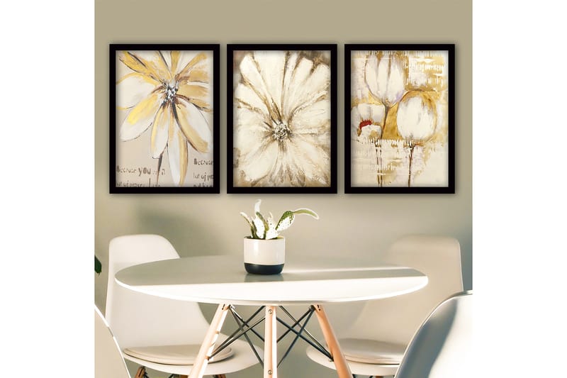 Dekorativ indrammet maleri 3-Dele 35x45 cm, Flerfarvet