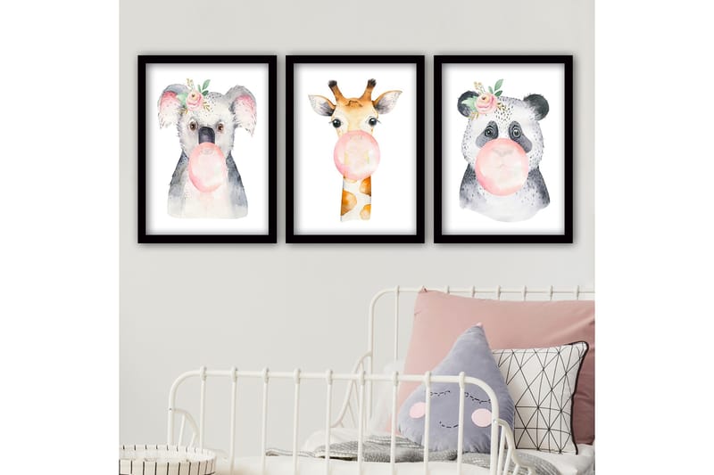 Dekorativ indrammet maleri 3-Dele 35x45 cm, Flerfarvet