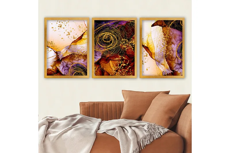 Dekorativ indrammet maleri 3-Dele 35x45 cm, Flerfarvet
