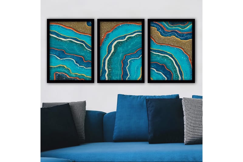 Dekorativ indrammet maleri 3-Dele 35x45 cm, Flerfarvet