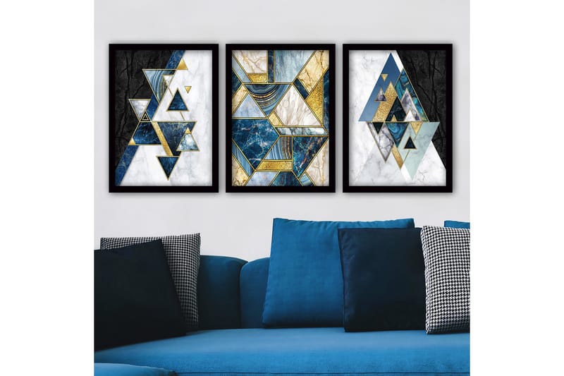 Dekorativ indrammet maleri 3-Dele 35x45 cm, Flerfarvet