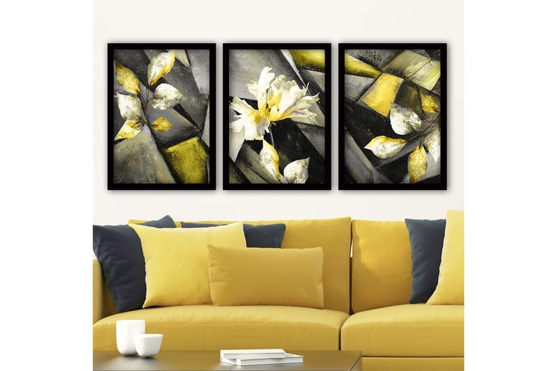 Dekorativ indrammet maleri 3-Dele 35x45 cm, Flerfarvet
