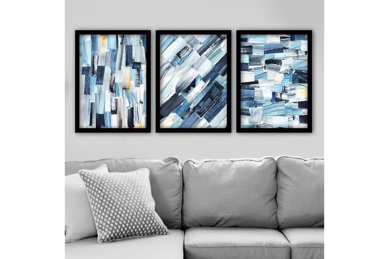 Dekorativ indrammet maleri 3-Dele 35x45 cm, Flerfarvet