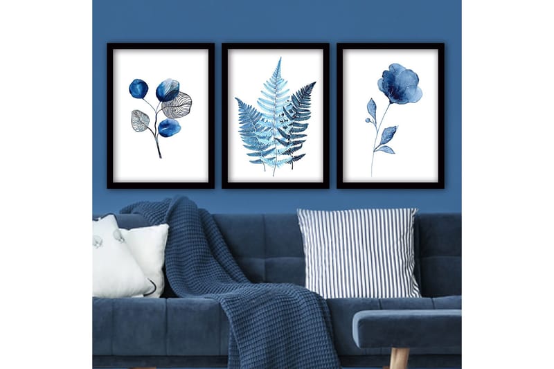 Dekorativ indrammet maleri 3-Dele 35x45 cm, Flerfarvet