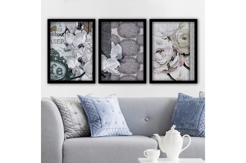 Dekorativ indrammet maleri 3-Dele 35x45 cm, Flerfarvet