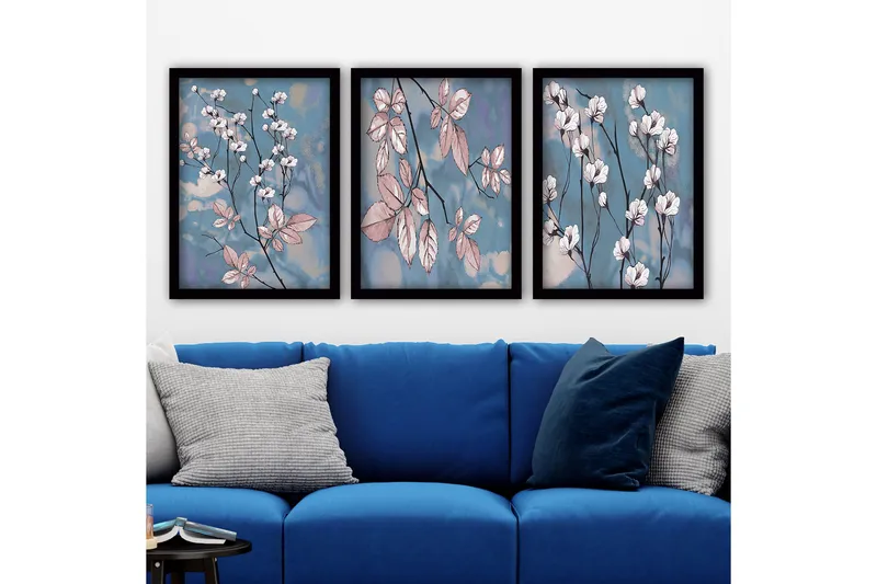 Dekorativ indrammet maleri 3-Dele 35x45 cm, Flerfarvet