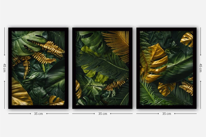 Dekorativ indrammet maleri 3-Dele 35x45 cm - Flerfarvet - Boligtilbehør - Billeder & kunst - Billeder på lærred