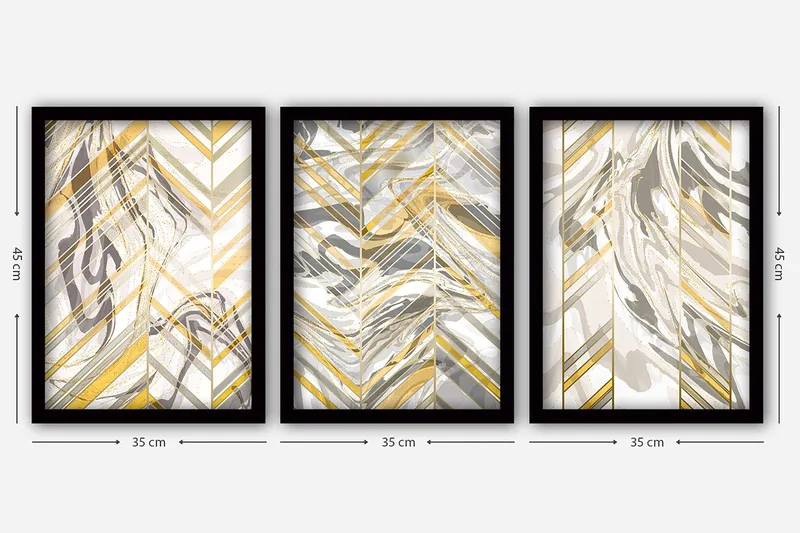 Dekorativ indrammet maleri 3-Dele 35x45 cm - Flerfarvet - Boligtilbehør - Billeder & kunst - Billeder på lærred