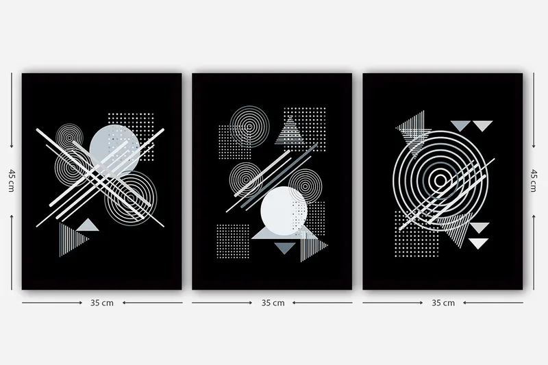 Dekorativ indrammet maleri 3-Dele 35x45 cm - Flerfarvet - Boligtilbehør - Billeder & kunst - Billeder på lærred