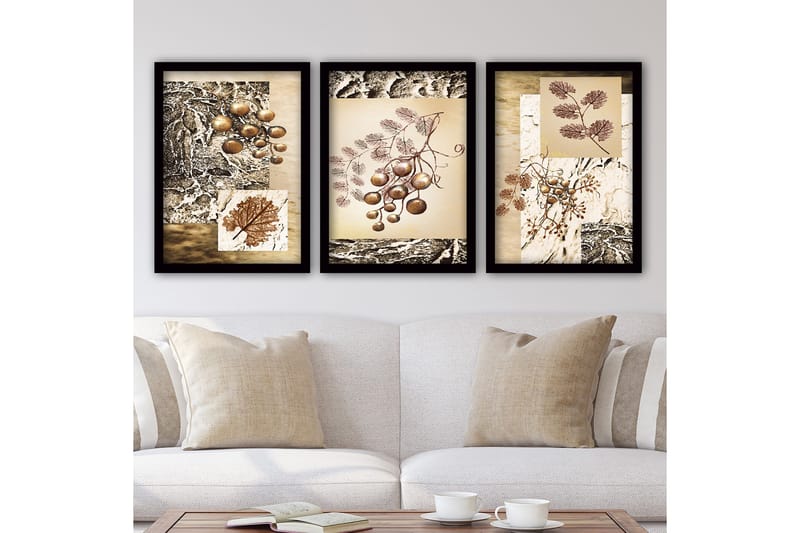 Dekorativ indrammet maleri 3-Dele 35x45 cm, Flerfarvet