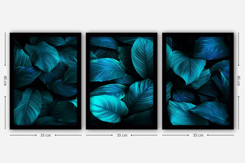 Dekorativ indrammet maleri 3-Dele 35x45 cm - Flerfarvet - Boligtilbehør - Billeder & kunst - Billeder på lærred