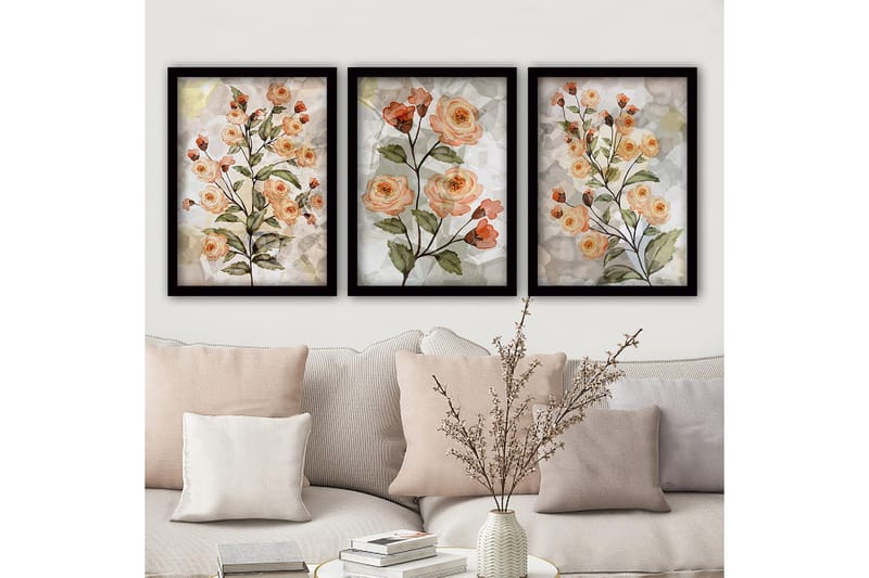 Dekorativ indrammet maleri 3-Dele 35x45 cm, Flerfarvet