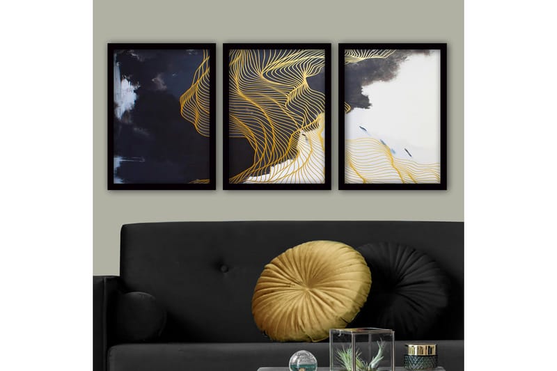 Dekorativ indrammet maleri 3-Dele 35x45 cm, Flerfarvet
