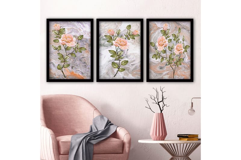 Dekorativ indrammet maleri 3-Dele 35x45 cm, Flerfarvet