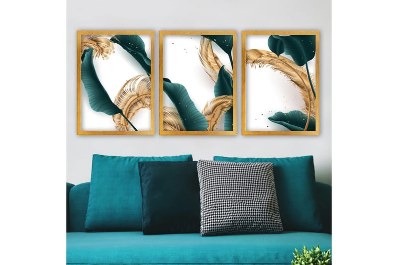 Dekorativ indrammet maleri 3-Dele 35x45 cm, Flerfarvet