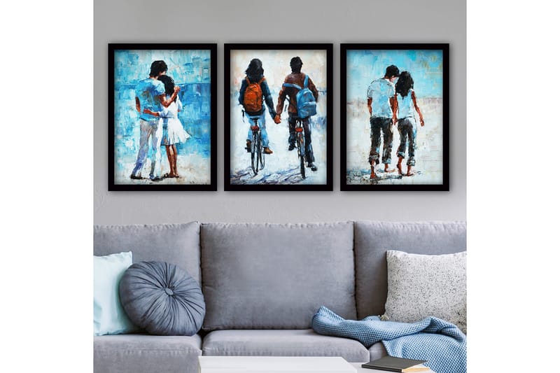 Dekorativ indrammet maleri 3-Dele 35x45 cm, Flerfarvet