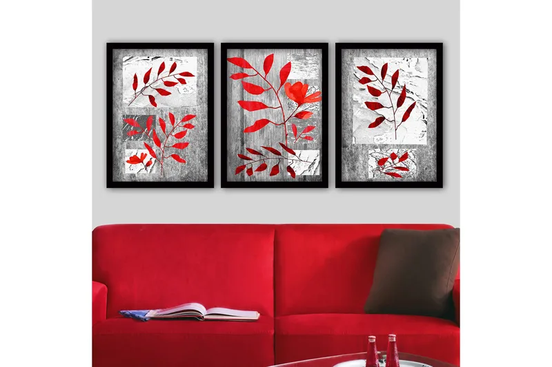 Dekorativ indrammet maleri 3-Dele 35x45 cm, Flerfarvet