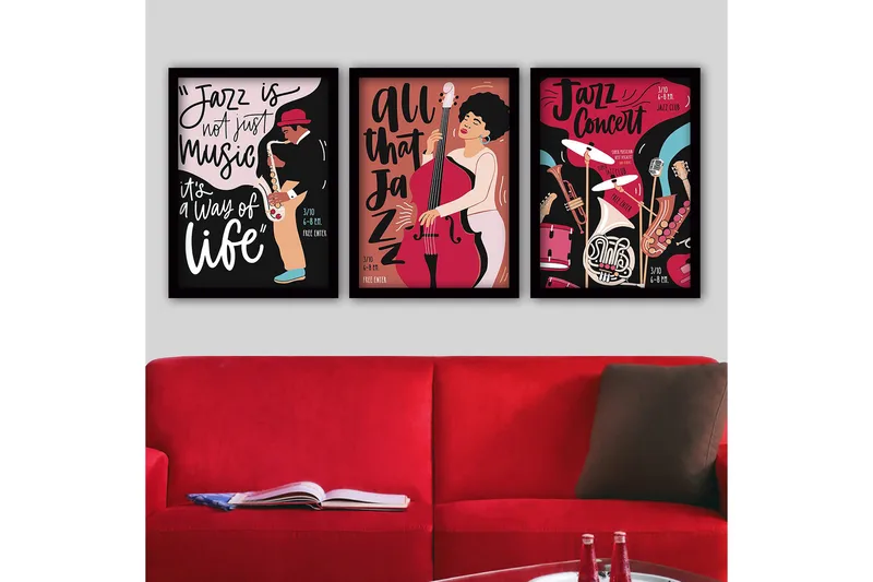 Dekorativ indrammet maleri 3-Dele 35x45 cm, Flerfarvet