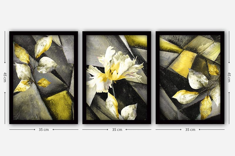 Dekorativ indrammet maleri 3-Dele 35x45 cm - Flerfarvet - Boligtilbehør - Billeder & kunst - Billeder på lærred