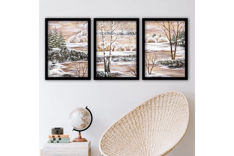 Dekorativ indrammet maleri 3-Dele 35x45 cm, Flerfarvet