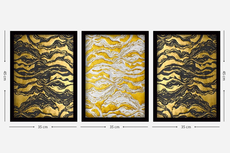 Dekorativ indrammet maleri 3-Dele 35x45 cm - Flerfarvet - Boligtilbehør - Billeder & kunst - Billeder på lærred