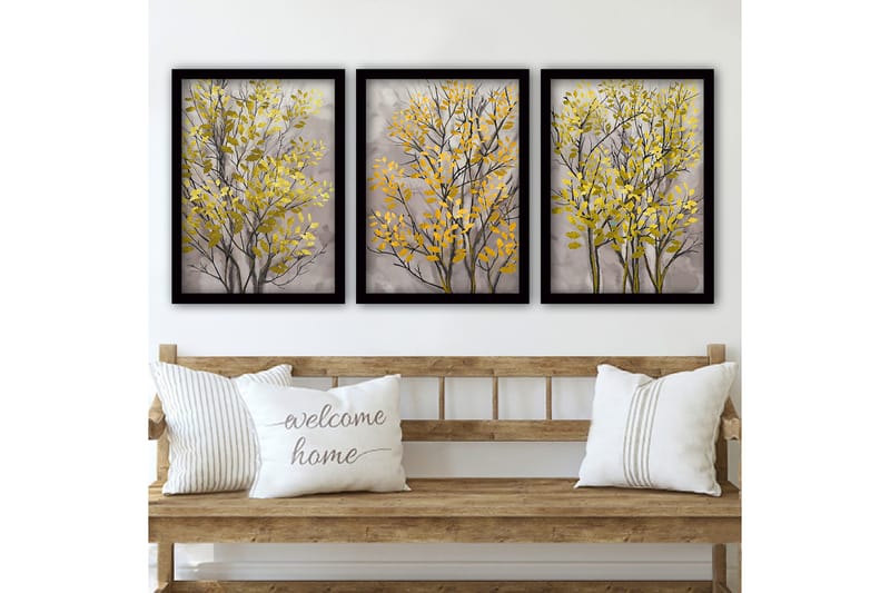 Dekorativ indrammet maleri 3-Dele 35x45 cm, Flerfarvet