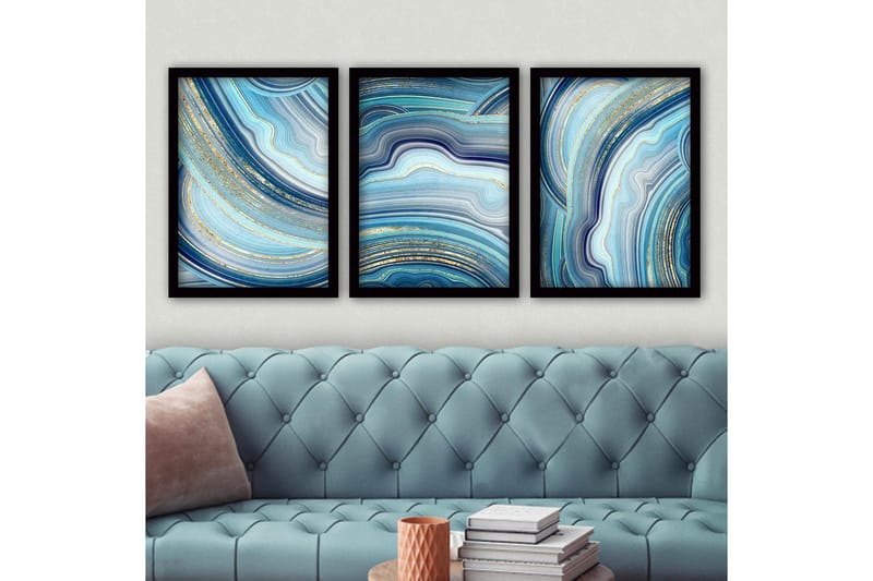 Dekorativ indrammet maleri 3-Dele 35x45 cm, Flerfarvet