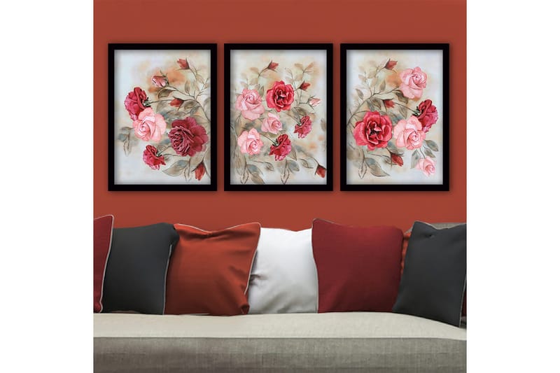 Dekorativ indrammet maleri 3-Dele 35x45 cm, Flerfarvet