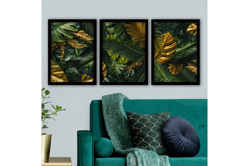 Dekorativ indrammet maleri 3-Dele 35x45 cm, Flerfarvet